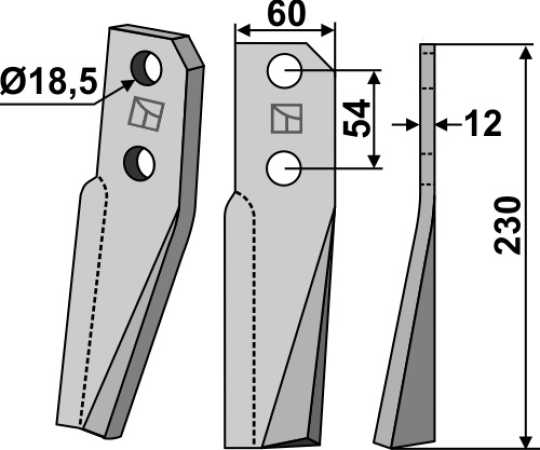 Rotorzinken 230x60mm, rechts
